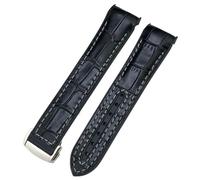 XMKT Para Omega Seamaster 300 Planet Ocean AT150 Correa de reloj 21 mm 22 mm Extremo curvo Tela azul roja Correa de reloj de caucho de nailon de alta densidad 19 mm 20 mm(Black leather white,21mm)