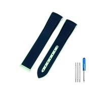 XMKT Para Omega Swatch Planet Joint Name Series 20mm Color a juego correa de reloj de silicona interfaz de arco impermeable reemplazar correas de reloj(Blue Green-No buckle)