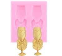 XMOLDNMS Molde de fondant para botella de champán, copa de vino, para decoración de pasteles, cupcakes, caramelo, chocolate, arcilla polimérica, pasta de goma