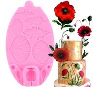 XMOLDNMS Molde de silicona con diseño de amapola, diseño de hojas de amapola, para decoración de pasteles, cupcakes, chocolate, caramelo, pasta de goma, arcilla polimérica