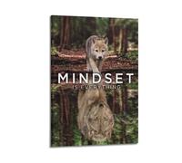 XMSDHRE Mindset Is Everything - Póster decorativo de lobo, lienzo para pared e impresión artística moderna, decoración de dormitorio familiar, 60 x 90 cm