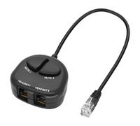 XMSJSIY Adaptador de auriculares RJ9 para entrenamiento de teléfono, 4P4C, cable divisor Jack Y, cable adaptador con 2 botones silenciosos para centro de llamadas -30 cm/11,8 pulgadas (2 mute)