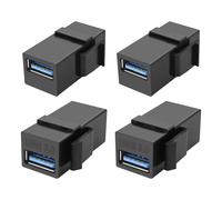 XMSJSIY Adaptador Keystone USB 3.0 de 5 Gbps, USB 3.0 tipo A hembra a tipo A hembra, conector de módulo de placa de pared para panel de salida, caja de superficie, 4 unidades (negro)