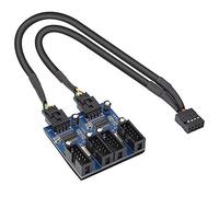 XMSJSIY Cable de Extensión Divisor USB de 9 Pines Macho a 2/4 Hembra, Cable Interno 2.0 con Adaptador de Conector para Multiplicador de Puertos (35 cm)