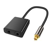 XMSJSIY Cable óptico divisor 1 en 2 salida Toslink Digital Audio fibra óptica adaptador Toslink 1 macho a 2 hembra Dual Port Switch Selector conector dorado para TV, CD, DVD, amplificador, barra de