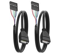 XMSJSIY Cable USB 2.0 a placa base de 5 pines, adaptador USB tipo A hembra a Dupont 5 pines hembra de 0,1 pulgadas/2,54 mm Pitch PCB placa base Cable de extensión - 50 cm / 1,6 pies 2 unidades