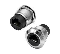 XMSJSIY CAT6 Panel Mount Adapter Ethernet Socket Rosca Montaje Fijo Acoplador LAN Red Extender Adaptador RJ45 CAT6 8P8C Ethernet Hembra a Hembra Conector Pasante - 2 Piezas