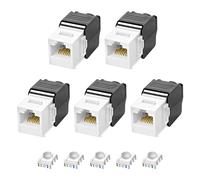 XMSJSIY CAT6A Keystone Jack RJ45 Módulo Socket 10 Gbps sin Herramientas con Cierre a Presión - Panel de Red Adaptador de Cable Ethernet - 5 Unidades