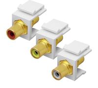 XMSJSIY Conector RCA Keystone Jack Insertar Adaptador de Socket (Blanco) | Adaptador modular chapado en oro RCA hembra a hembra en línea para placa de pared Outlet Panel Mount