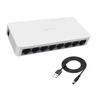 XMSJSIY Conmutador Ethernet de 8 puertos RJ45, divisor de red, 10/100 Mbps, concentrador Ethernet no administrado para oficina en casa, para router, portátiles, dispositivos de Internet, 1 unidad