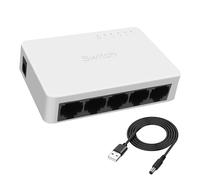 XMSJSIY Conmutador Gigabit Ethernet de 5 puertos RJ45 concentrador divisor de red 10/100/1000Mbps no administrado para enrutador portátil dispositivos de Internet - 1 unidad