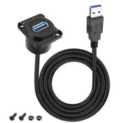 XMSJSIY D-Type USB 3.0 Panel Mount Cable Adapter - 5 Gbps Type A Male to Female Panel Extension Port for Data Transfer and Charging - 1M/3.2FT