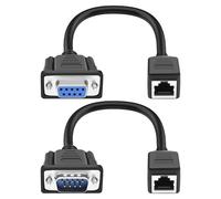 XMSJSIY DB9 RS232 to RJ45 Extender Serial Adapter DB9 9-Pin D-SUB Serial Port hembra & macho a RJ45 hembra Ethernet LAN Extend Adapter Compatible con cable de red CAT5/CAT5e/CAT6 - 1 par