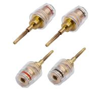 XMSJSIY Flex Pin Banana Plug 4mm Hembra a Conector Trenzado 2mm Altavoz Audio Adaptador HiFi Negro y Rojo Terminal Binding Post para Amplificador Altavoz Sistema de Sonido