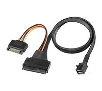 XMSJSIY Mini SAS HD SFF-8643 a SAS 8639 12Gb/s - Cable de conexión SSD para servidor interno NVMe con fuente de alimentación SATA de 15 pines, 50 cm