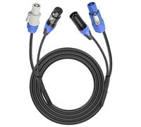 XMSJSIY PowerCon/XLR Power Audio Combo Link Cable de 16 AWG 3 pines PowerCon entrada AC a salida 22 AWG XLR macho a hembra Cable de combinación de audio para Stage Light Power, Audio Video -1.5