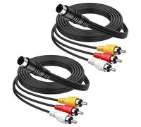 XMSJSIY S-Video to AV RCA Extension Cable 4 Pin Mini DIN S-Video (SVHS) Male to 3 RCA Male RGB Composite Video Cable for DVD CD Player TV, Monitor, VCR, PC Laptop - 2PCS 1.5M / 4.92FT