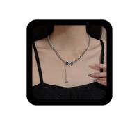 Xmsrn Collar vintage arco y collar gargantillas arco negro boho esmalte Cadena borla del arco y collar caída plata Joyería Para Las Mujeres
