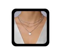 Xmsrn Collar vintage con colgante de disco de monedas en capas, gargantilla de perlas bohemias, collar de perlas doradas, cadena de monedas retro, joyería de disco para mujer, Zinc, No es una piedra