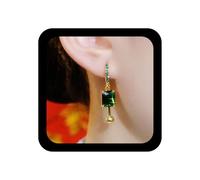Xmsrn Pendientes colgantes de cristal de esmeralda vintage, aretes de gota de esmeralda verde, aretes cuadrados de oro con bola larga, circonita cúbica, joyería para mujer, Zinc, Sin piedra preciosa