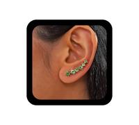 Xmsrn Pendientes trepadores de oreja de rubí de cristal vintage con diamantes de imitación, aretes de tuerca de rubí de color rojo, joyería curvada para mujer, Zinc, Sin piedra preciosa