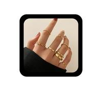 Xmsrn Vintage Abierto Nudillo Anillos Conjunto Oro Apilamiento Dedo Anillos Punk Capa Línea Twist Anillos Gótico Amplia Mano Anillos Múltiples Capas Nudillo Anillos Joyería Para Las Mujeres