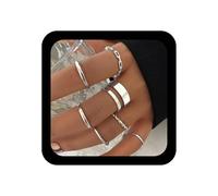 Xmsrn Vintage Abierto Nudillo Anillos Conjunto Plata Apilamiento Dedo Anillos Punk Capa Línea Twist Anillos Gótico Mano Ancha Anillos Múltiples Capas Nudillo Anillos Joyería Para Las Mujeres