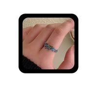 Xmsrn Vintage Aceite azul Mariposa nudillo anillo Aceite azul caída mariposa anillo dedo anillo punk boho mariposa anillo anillo ola onda joyas para mujeres