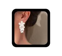 Xmsrn Vintage Gran Flor Pendientes Pendientes Colgantes Flor Larga Blanca La Gota Exagerada La Declaración Joyería Para Las Mujeres