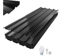 XMTECH 24x Lámina de acero perfilada trapezoidal 129,5 x 45 cm = 14 m² Negro - Galvanizado, resistente a la intemperie y a la corrosión, chapa de acero con perfil trapezoidal para casa de jardín