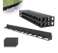 XMTECH Borde flexible para césped de plástico, 12 m, altura 78 mm, con 50 piquetas de fijación, borde de arriate de flores, color negro