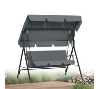 XMTECH Columpio de jardín de 3 plazas con toldo ajustable y cojín - columpio de jardín con marco de acero resistente, soporta 200 kg - Banco balancín para jardín, terraza y balcón, 175 cm, color