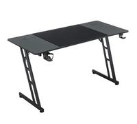 XMTECH Mesa para videojuegos de 120 x 60 cm, marco Z, escritorio para ordenador con superficie de fibra de carbono, mesa ergonómica para PC con gancho para auriculares y soporte para bebidas, color