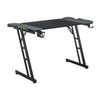 XMTECH Mesa para videojuegos de 160 x 60 cm, marco Z con LED RGB, mesa de ordenador con superficie de fibra de carbono, mesa ergonómica para PC con gancho para auriculares y soporte para bebidas