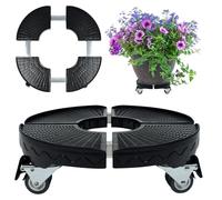 XMTECH Soporte para macetas ajustable de 39 a 52 cm de diámetro, soporte para macetas con ruedas, soporte para macetas con ruedas, hasta 300 kg, para exteriores e interiores, color negro