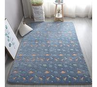 XMwike Alfombra de área Luminosa Que Brilla en la Oscuridad para niños Antideslizante Dormitorio Sala de Estar Alfombras, Dinosaurio Azul 120x60cm
