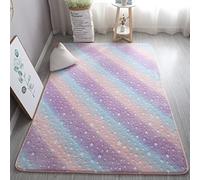XMwike Alfombra de área Luminosa Que Brilla en la Oscuridad para niños Antideslizante Dormitorio Sala de Estar Alfombras, Estrella Arcoiris 160x80cm