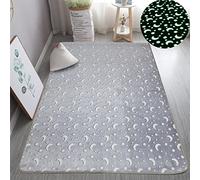 XMwike Alfombra de área Luminosa Que Brilla en la Oscuridad para niños Dormitorio Sala de Estar Alfombras,Luna Gris y Estrellas 250x160cm