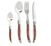 XMYNB Cuberteria 6Pcs Cuchillo De Mesa Laguiole Cena De Carne Tenedor Y Cuchara De Mini Cuchara De Mango De Madera De Café Café Cubierta Restaurante Bar,6Pcs Cena Cuchara