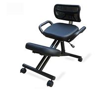 XNADESK Ergonómico Silla De Rodillas, Gruesas Asiento Almohadilla con Asiento Trasero Ortopédico Manual Ajustar Rolling Ajustable Taburete para Una Mejor Postura.-Black PU Faux Leather