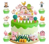 XNAUVOI 26-Piece Farm Animal Cake Toppers Set, Cupcake Decorations for DIY Baking Supplies, Farm-Themed Birthday Party Favors, Kids Dessert Toppers for Children’s Celebrations & Farmhouse Parties