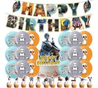 XNAUVOI 32 pcs Decoraciones para Fiesta de The Wi-ld Ro-bot, Deco de Cumpleaños de Dibujos Animados - Pancartas, Globos, Decoración de Pasteles, Cupcake Toppers Suministros de Fiesta para Niños