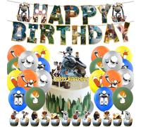 XNAUVOI 34 pcs Decoraciones para Fiesta de The Wi-ld Ro-bot, Deco de Cumpleaños de Dibujos Animados - Pancartas, Globos, Decoración de Pasteles, Cupcake Toppers Suministros de Fiesta para Niños
