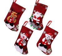 XNAUVOI 4pcs Medias de Navidad, Christmas Stocking Calcetines, Decoración Navideña Caramelo Regalo Bolsa Santa Claus, Muñeco de Nieve Reno Oso,Calcetines de Navidad para el árbol de Navidad