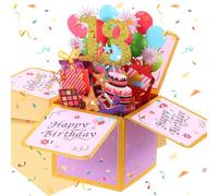 XNAUVOI Tarjeta de Cumpleaños 3D, Tarjeta Felicitacion Pop-Up, 16th Tarjeta de Cumpleaños Número, Happy Birthday Postal Regalo a Familias, Amigo, Niños