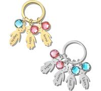 XNBTIM Llaveros Personalizados, Llavero Personalizado, Colgantes con 1 a 4 Nombres y Piedras de Nacimiento Rosas o Azules, Regalos Adecuados Para el dí a Del Padre y el dí a de la Madre.
