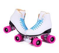 XNEOPP Patines De Rodillos para Adultos, Patines De Rodillos De Doble Fila Superior De Cuero De PU, Marco De Base De Aleación De Aluminio, Deportes Al Aire Libre,Blanca,EU/48