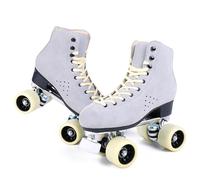 XNEOPP Patines De Rodillos para Adultos, Patines De Rodillos De Doble Fila Superior De Cuero De PU, Marco De Base De Aleación De Aluminio, Deportes Al Aire Libre,Gris,EU/48