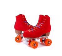 XNEOPP Patines De Rodillos para Adultos, Patines De Rodillos De Doble Fila Superior De Cuero De PU, Marco De Base De Aleación De Aluminio, Deportes Al Aire Libre,Rojo,EU/48