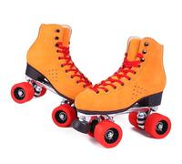 XNEOPP Patines De Rodillos para Adultos, Patines De Rodillos De Doble Fila Superior De Cuero De PU, Marco De Base De Aleación De Aluminio, Deportes Al Aire Libre,Amarillo,EU/48